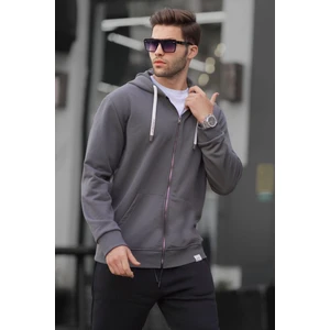 Füme Fermuarlı Kapüşonlu Sweatshirt 6161