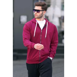 Bordo Fermuarlı Kapüşonlu Sweatshirt 6161