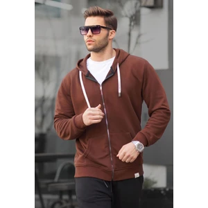 Acı Kahve Fermuarlı Kapüşonlu Sweatshirt 6161