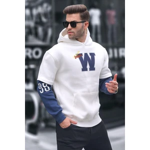 Ekru Nakışlı Kapüşonlu Sweatshirt 6141