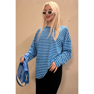 Mavi Çizgili  Sweatshirt MG980
