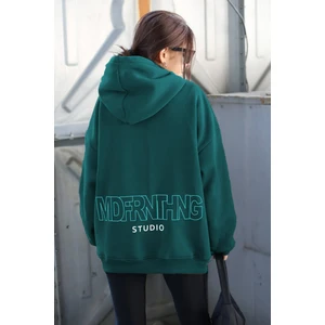 Petrol Mavi Baskılı Oversize Sweatshirt MG1287