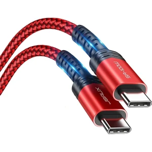 100w 2 Metre 5 Amper Süper Hızlı Type-C to Type-C Şarj Ve Data Kablosu - Kırmızı - cc0020