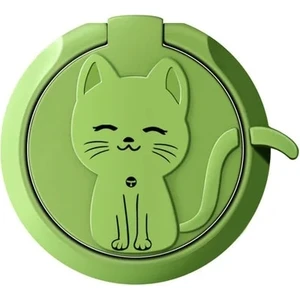 Yeşil Sevimli Kedi Cep Telefonu Tutucu Halka Toka Kişilik Yaratıcı Parmak Şenlikli Kadın Metal Macun Sevimli Karikatür Telefon Aksesuarları (Yurt Dışından)