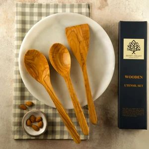 Demy Craft Zeytin Ağacı El Yapımı 3 Parça Kaşık Spatula Seti