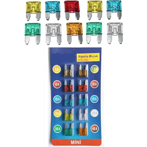 Oto Araç Bıçak Sigorta Mini Sigorta 10'lu Set 5-7,5-10-15-2-25-30-40 Amper