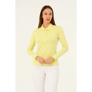 Mswkadın Regular Fit Sarı Uzun Kollu Polo