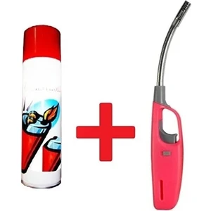 Uzun Mutfak Çakmağı Seti + 1 Adet Çakmak Gazı – Doldurulabilir, Alev Ayarlı, Mangal ve Ocak İçin