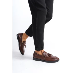 MBD100-TB  Taba Hakiki Deri Püsküllü Erkek Spor Ayakkabı & Sneaker & Loafer