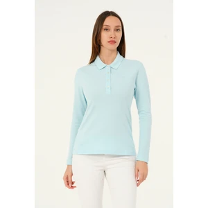 Mswkadın Regular Fit Sky Blue Uzun Kollu Polo
