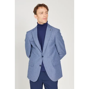 ALTINYILDIZ CLASSICS Erkek Açık Mavi Slim Fit Dar Kesim Mono Yaka Desenli Blazer Ceket
