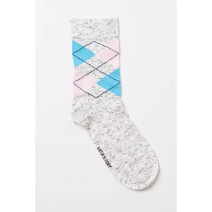 Katia & Bony Ekose Desenli Pamuklu Kadın Soket Çorap Gri Melanj
