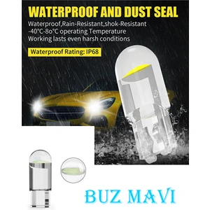 Yeni Nesil T10 LED Dipsiz W5W Buz Mavi ( Ice Blue ) Park Tavan Plaka Ampülü