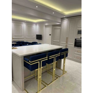 TURGUTSAN MOBİLYA Bar Sandalyesi 65 cm Mina Modeli Gold