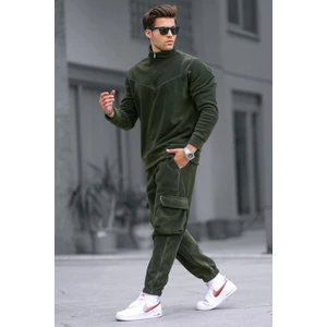 Haki Fermuar Yaka Polar Erkek Eşofman Takımı 5931