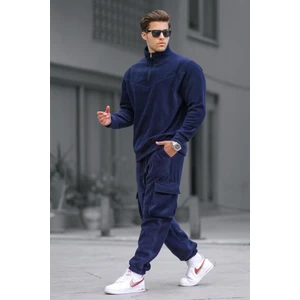 Lacivert Fermuar Yaka Polar Erkek Eşofman Takımı 5931