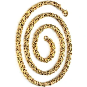 Sarı Gold Renk Erkek Çelik Kral Zincir Kolye Sevgiliye Hediye ck11