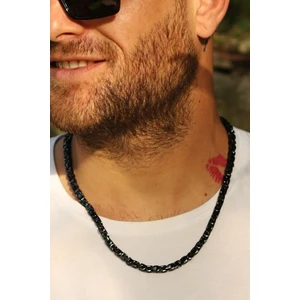 Tam Siyah Renk Kral Model Erkek Çelik Zincir Kolye ck11