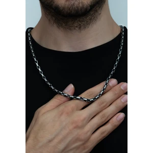 Siyah Beyaz Renk Kral Model Erkek Çelik Zincir Kolye ck11