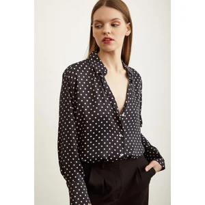 Never More Puantiye Desenli Saten Gömlek