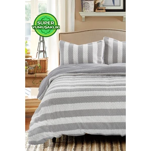 Evlen Home Collection Çift (Taraflı) Kişilik Kürk Yorgan Dolgulu Peluş Yumuşak Wellsoft Yatak Örtüsü 3 Parça Set Aura