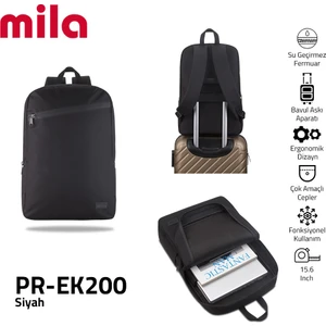 Classone PR-EK200 15,60-17,3  inch Uyumlu Mila Serisi Laptop , Notebook Sırt Çantası  - Siyah