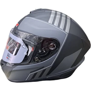 Helmets Kapalı Kask (Mat Siyah/grı)