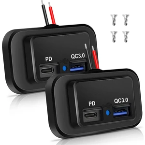 2pcs 12V/24V Rv USB Çıkışı, Çift Pd3.0 Tip-C (Usb C) ve Hızlı Şarj Qc3.0 Usb-A Bağlantı Noktası Panel Montajlı Araç USB Soket Şarj Cihazı (Yurt Dışından)