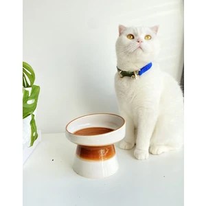 Stilin Bu Seramik Kedi ve Kopek Mama Su Kabı (Beyaz-Açık Kahverengi)