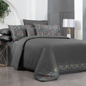 Tırol Gri Pamuk Saten Çift Kişilik Nevresim Takımı