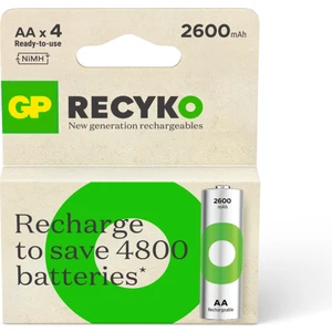 Gp Recyko Recyko 2600 Mah Aa Kalem Ni-Mh Şarjlı Pil  1.2 Volt  4'Lü Kart