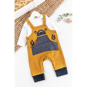 Ayıcık Işlemeli Erkek Bebek Tulum Salopet Takım