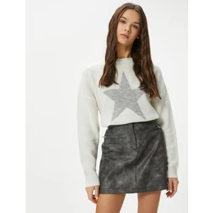 Triko Kazak Yumuşak Dokulu Yıldız Desenli Uzun Kollu