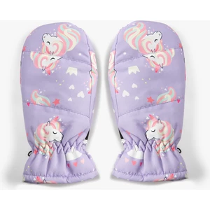 Parmaksız Eldiven Unicorn Baskılı Polar Astarlı