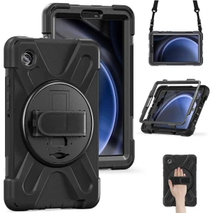 Samsung Galaxy Tab A9 8.7" SM-X110 Uyumlu Kılıf Defender Zırhlı Standlı Askılı Kılıf Yüksek Koruma