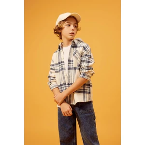 Erkek Çocuk Oversize Fit Kapüşonlu Flanel Uzun Kollu Gömlek B3257A823WN