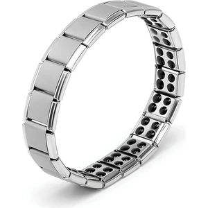 13 mm Germanyum Anti Stres Lastikli Mat Gri Çelik Unisex Bileklik EU69