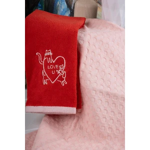 Baveno Home Pamuk Ikili 40X66 cm Nakışlı Desenli Yılbaşı Havlu/havlu Seti