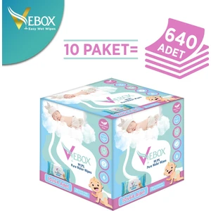Pure Water Wipes Islak Mendil - Yenidoğan & Hassas Ciltler Için Bebek Bakım Havlusu (10 Paket 640 Yaprak)