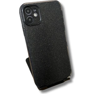 Apple iPhone 11 Kamera Korumalı Simli Renkli Siyah Silikon Kılıf