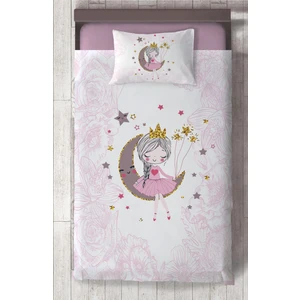 Mekta Home Bebek ve Çocuk Odası Ay Üzerinde Oturan Kız Desenli Motifli Yatak Örtüsü