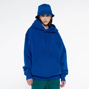 Friday Offset Agar Kadın Saks Mavisi Kanguru Cepli Kapüşonlu Oversize Hoodie Sweatshirt