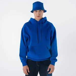 Friday Offset Agar Erkek Saks Mavisi Kanguru Cepli Kapüşonlu Oversize Hoodie Sweatshirt