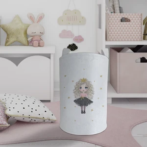 Mekta Home Bebek ve Çocuk Odası Yıldızlı ve Kıvırcık Saçlı Prenses Desenli Oyuncak Sepeti