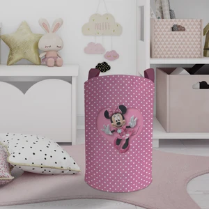 Mekta Home Bebek ve Çocuk Odası Büyük Kalpli Minnie Mause Desenli Oyuncak Sepeti
