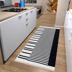 "elegantwoven Koleksiyon Siyah Pamuk-Polyester Kilim - Homesteadart Rugs Çift Taraflı ve Nefes Alabilir Yapıda, 30°c'de Makinede Yıkanabilir, Katlanabilir, Robot Süpürge Uyumlu - Çeşitli Ebatlar"
