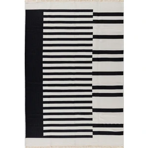 "elegantwoven Koleksiyon Siyah Pamuk-Polyester Kilim - Homesteadart Rugs Çift Taraflı ve Nefes Alabilir Yapıda, 30°c'de Makinede Yıkanabilir, Katlanabilir, Robot Süpürge Uyumlu - Çeşitli Ebatlar"