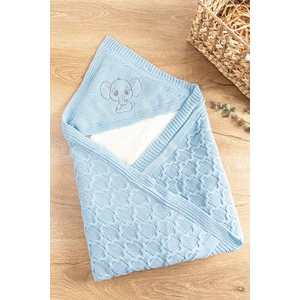 Fil Figürlü Içi Peluş Triko Bebek Battaniye Bebek Kundak