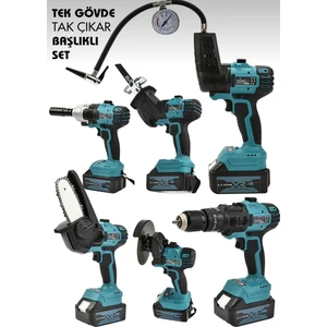 Muhteşem 6'lı Set 598VF Taşlama Somun Sıkma Tilki Kuyruğu Dal Budama Akülü Vidalama Hava Pompası Scz1-6set