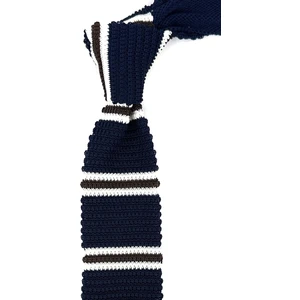 Lacivert - Kahve Çizgili Örgü Kravat ÖR8370